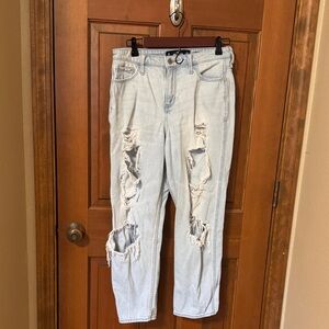 Hollister Light Blue Ripped Ultra high-rise Mom Jeans